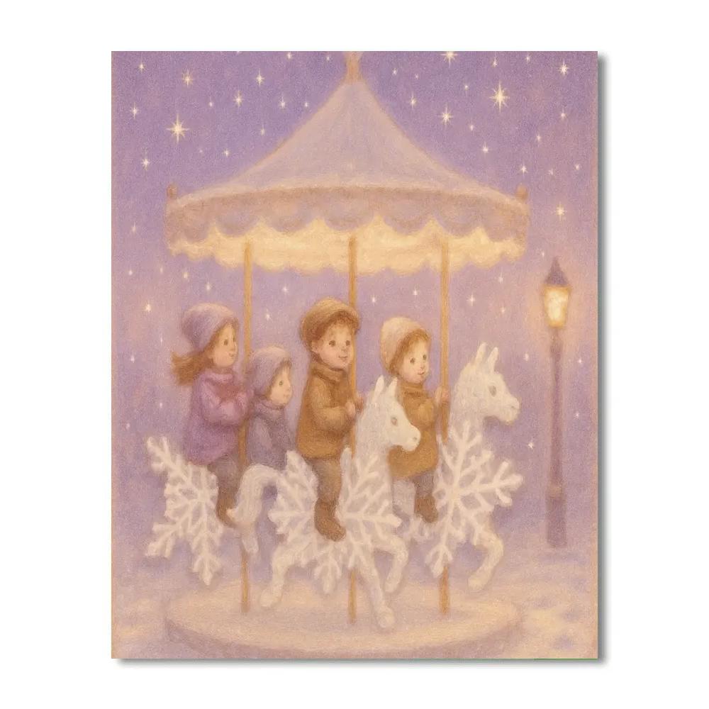 Moonlit Snowflake Carousel painting number kit