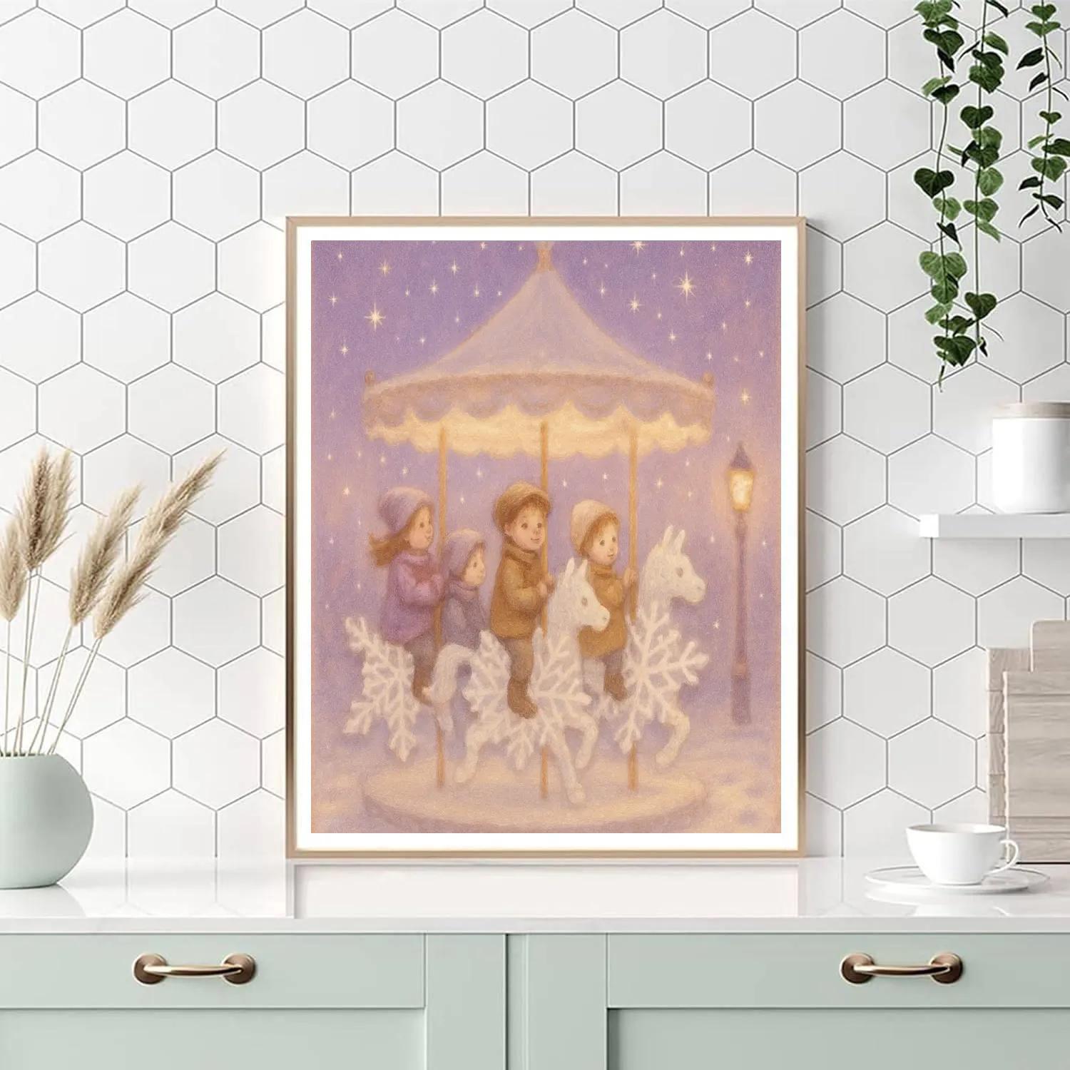 Moonlit Snowflake Carousel painting number kit