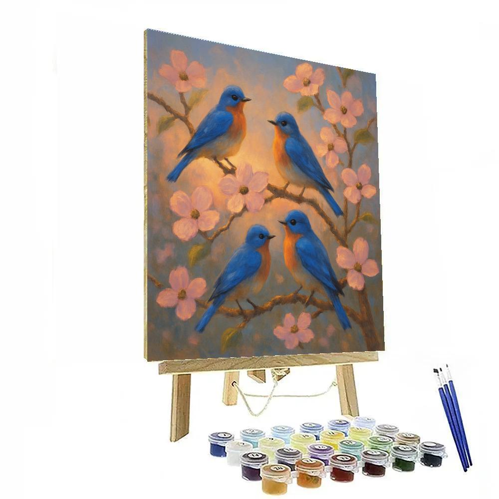 Twilight Bluebird Sanctuary Painting by numbers kit