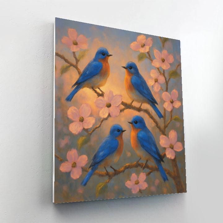 Twilight Bluebird Sanctuary Painting by numbers kit
