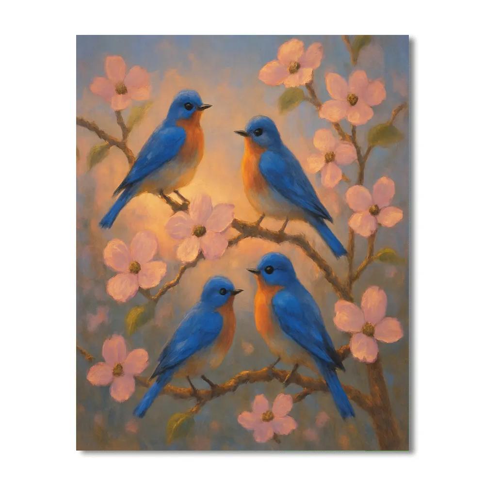 Twilight Bluebird Sanctuary Painting by numbers kit