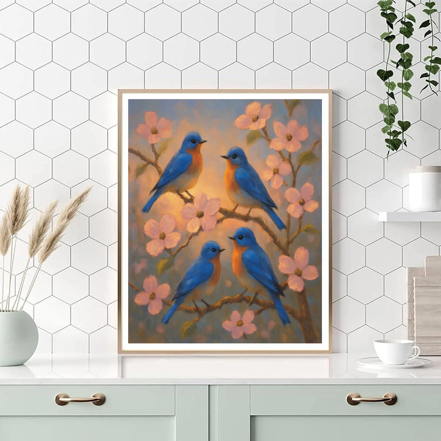 Twilight Bluebird Sanctuary Painting by numbers kit