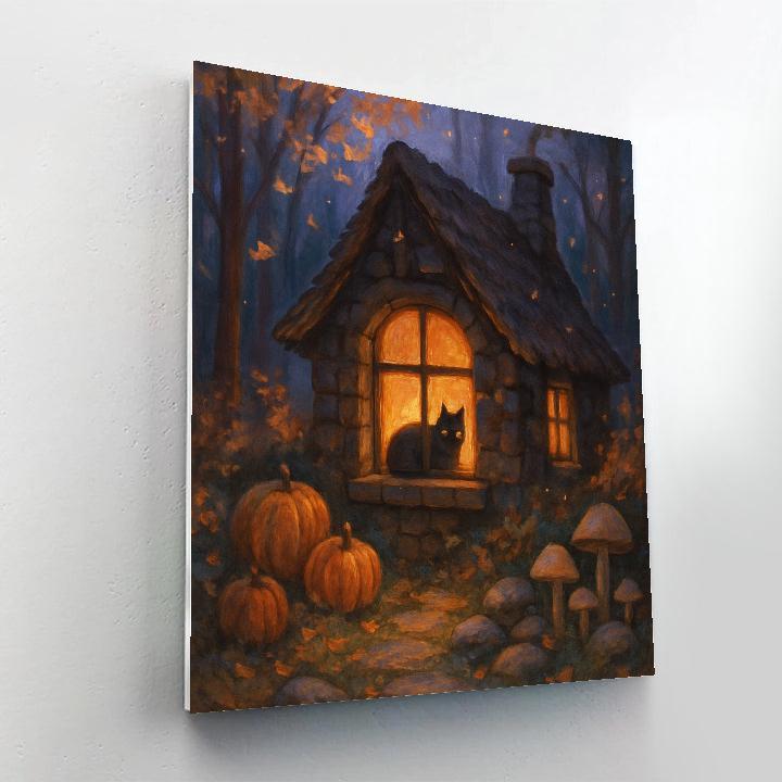 Witchs Cottage Hearthside Twilight paint by number