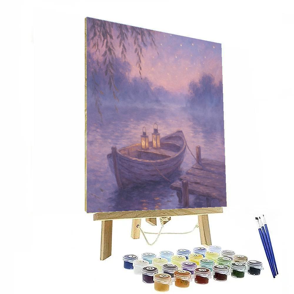 Rowboat Under Lavender Twilight Numbered painting kits