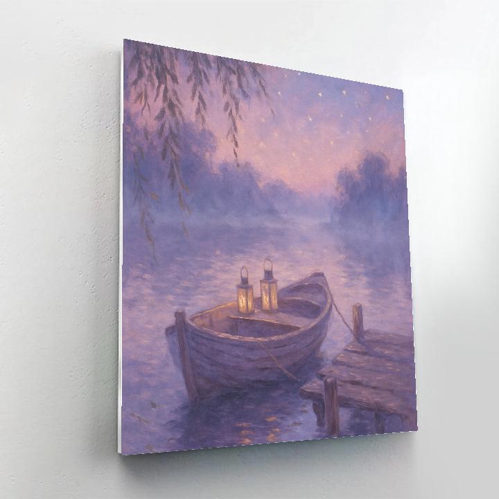Rowboat Under Lavender Twilight Numbered painting kits