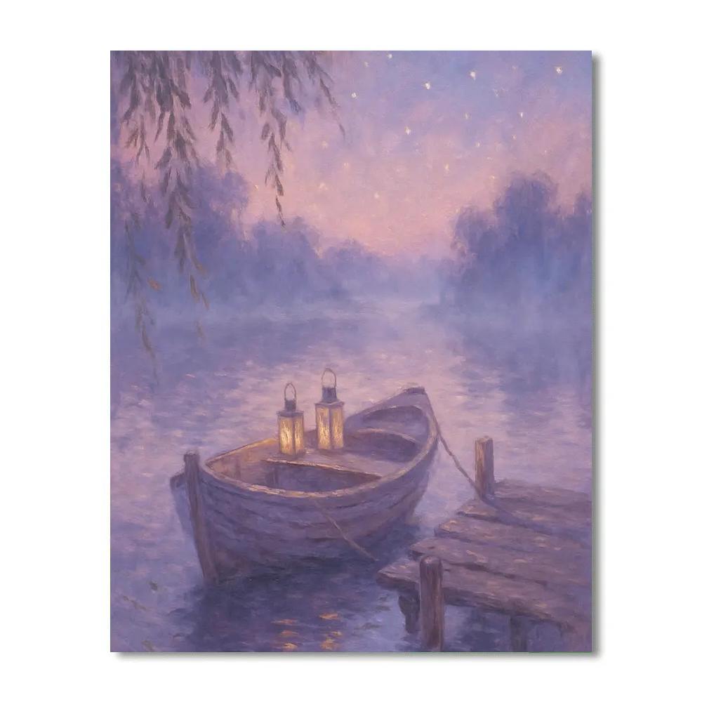 Rowboat Under Lavender Twilight Numbered painting kits