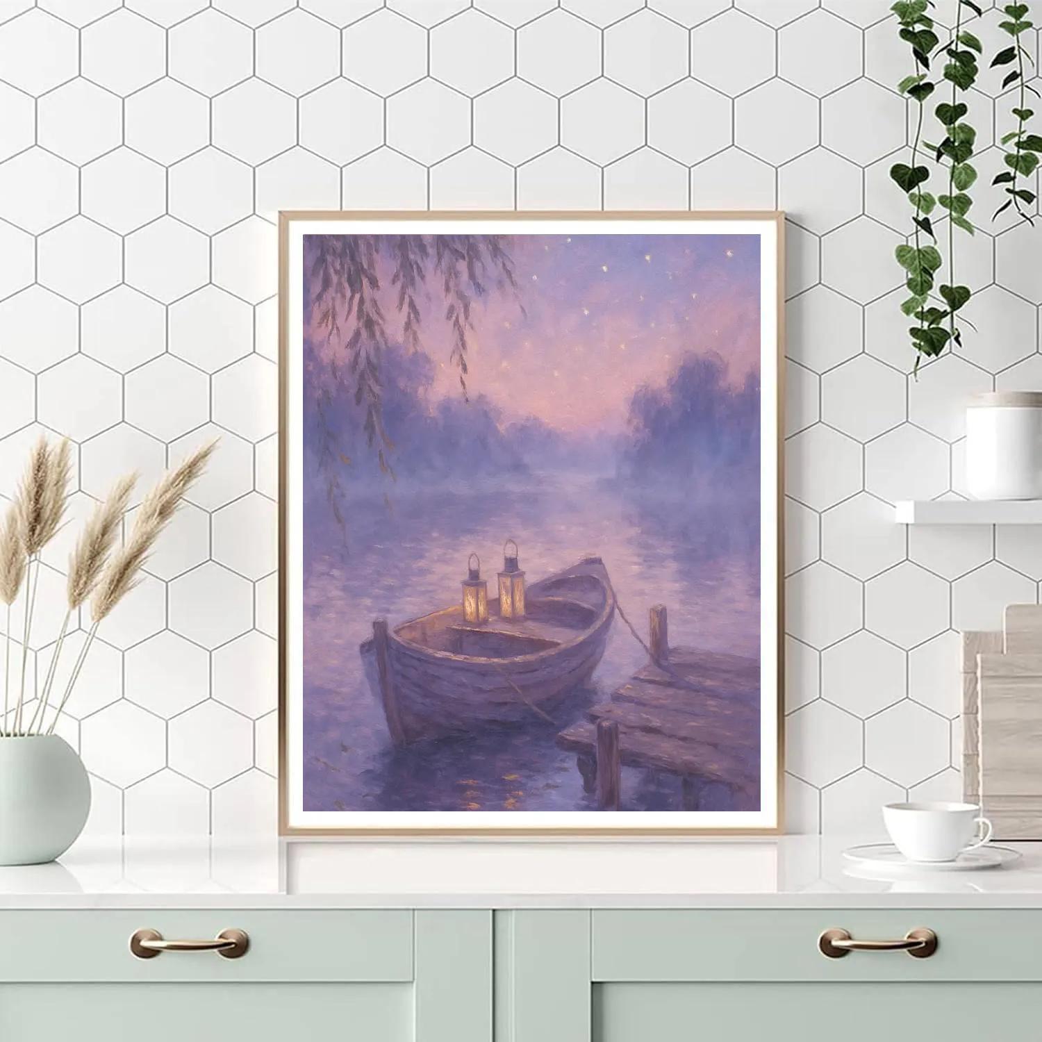 Rowboat Under Lavender Twilight Numbered painting kits