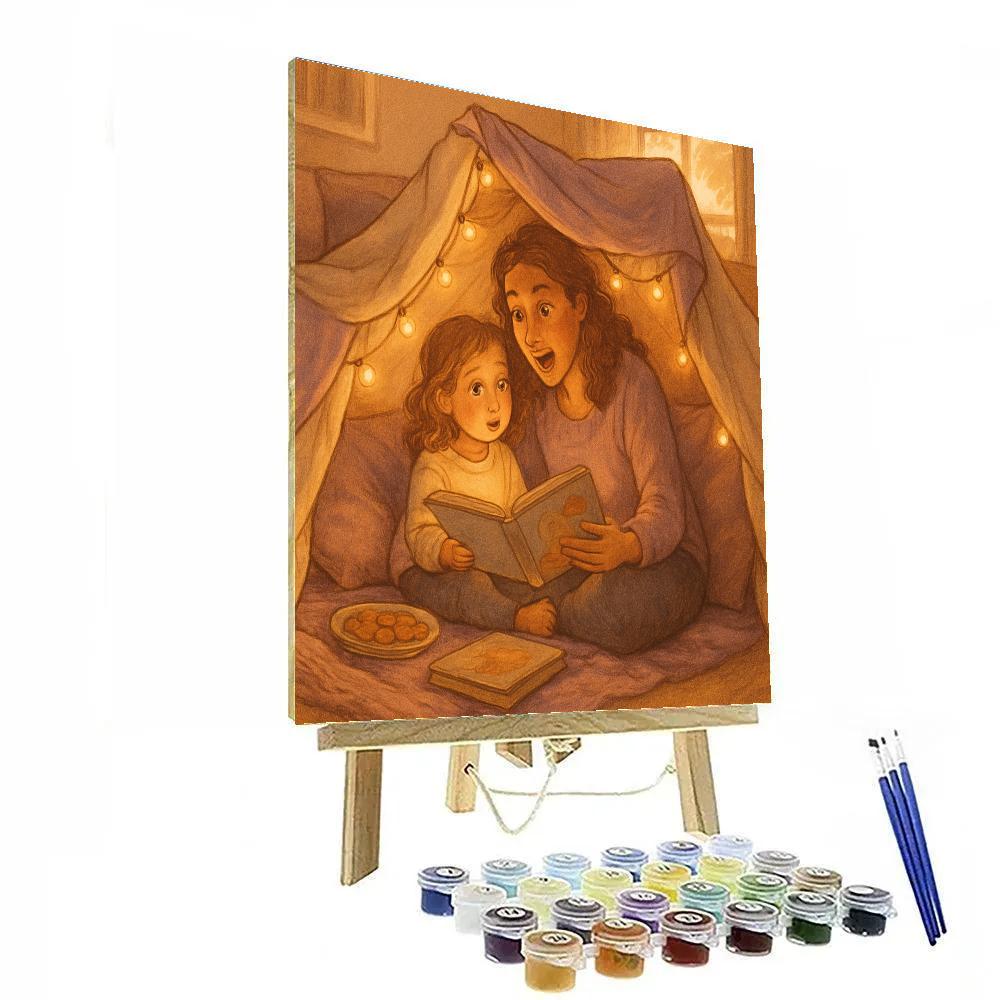 Playful Pillow Fort Reading Session paint by number