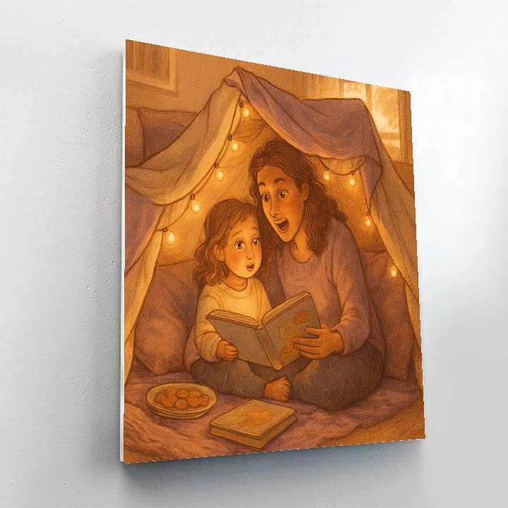 Playful Pillow Fort Reading Session paint by number