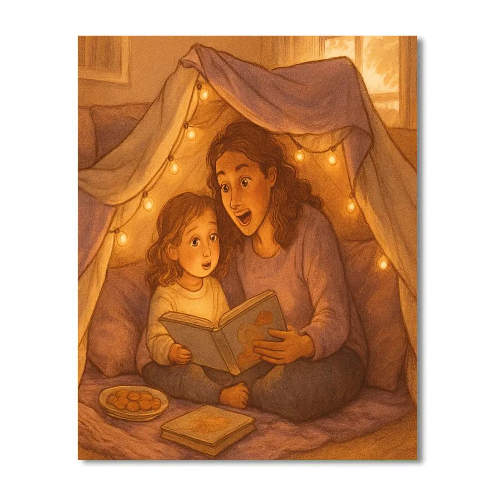 Playful Pillow Fort Reading Session paint by number