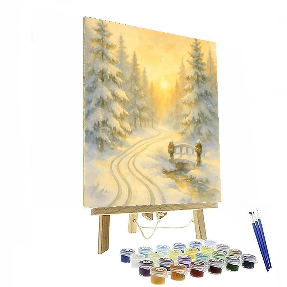 Sleigh Track Woodland Postcard Paint by numbers art