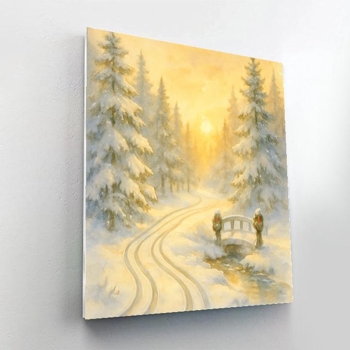 Sleigh Track Woodland Postcard Paint by numbers art