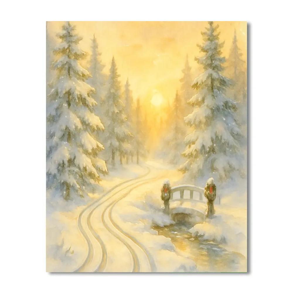 Sleigh Track Woodland Postcard Paint by numbers art