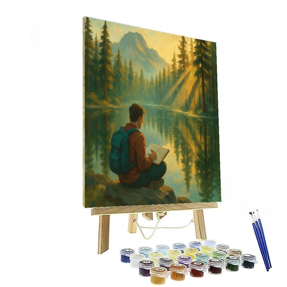 Sunlit Pine Mirror Lake Numbered painting kits