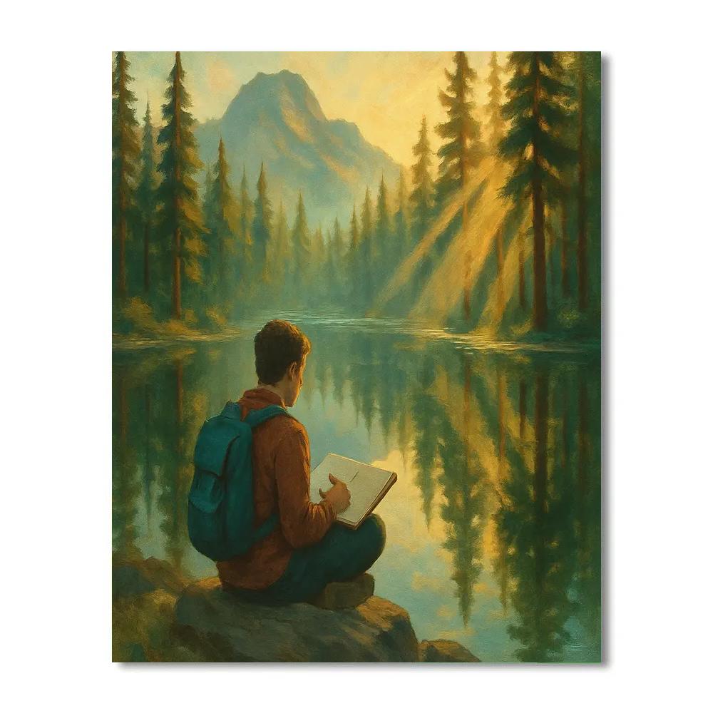 Sunlit Pine Mirror Lake Numbered painting kits