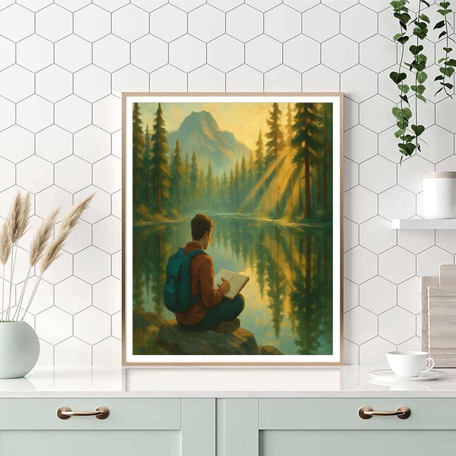 Sunlit Pine Mirror Lake Numbered painting kits