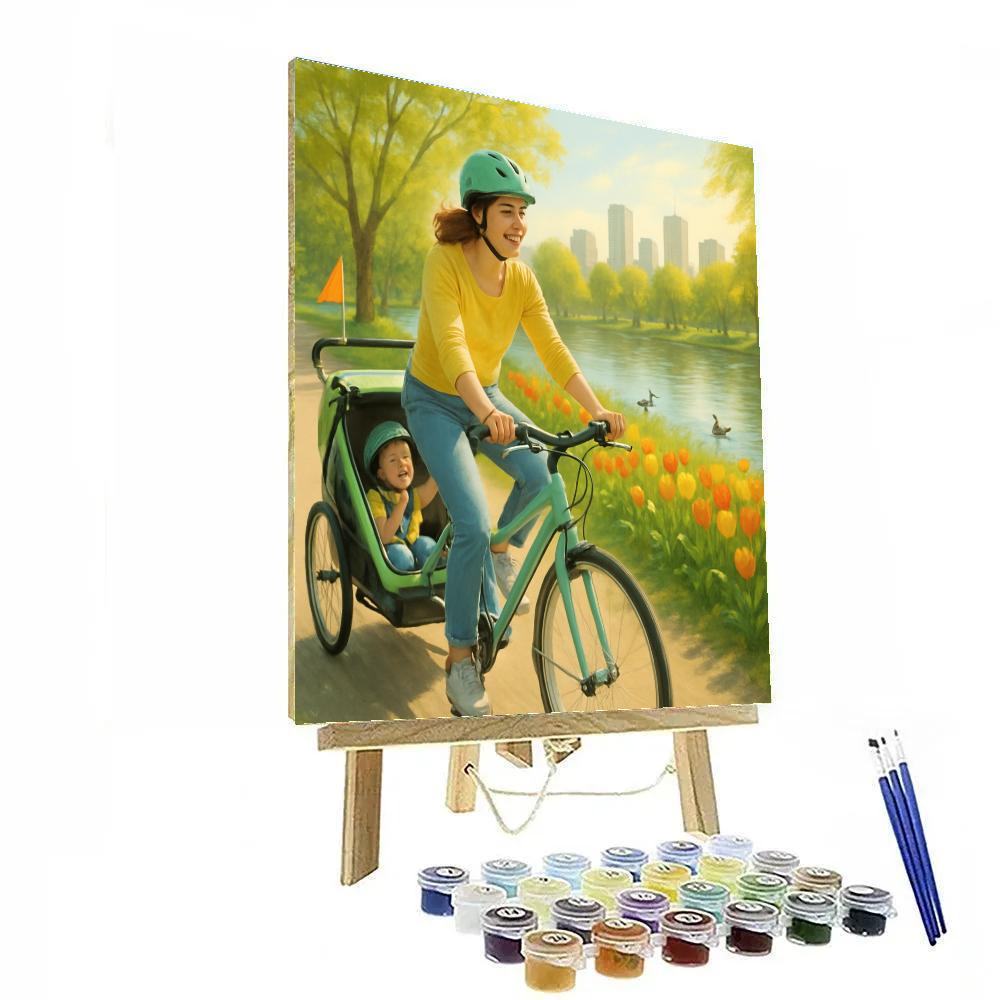 Spring Bike Trailer Adventure paint by number