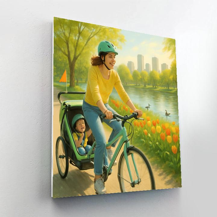 Spring Bike Trailer Adventure paint by number