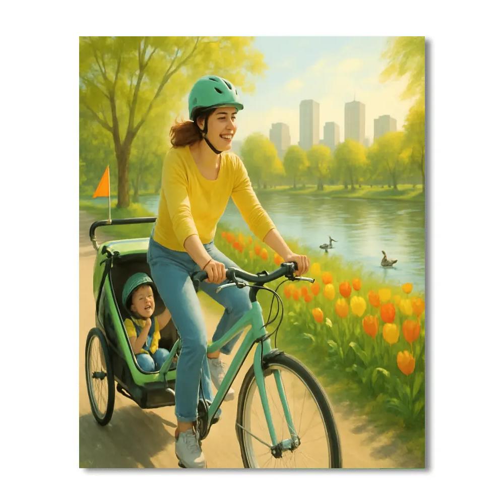 Spring Bike Trailer Adventure paint by number