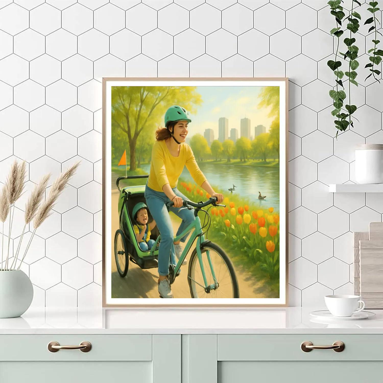 Spring Bike Trailer Adventure paint by number