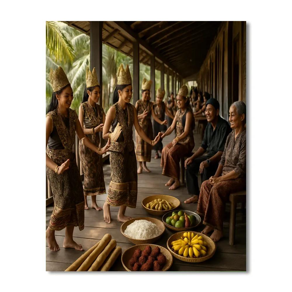Gawai Harvest Festival Long House Feast Painting by numbers kit