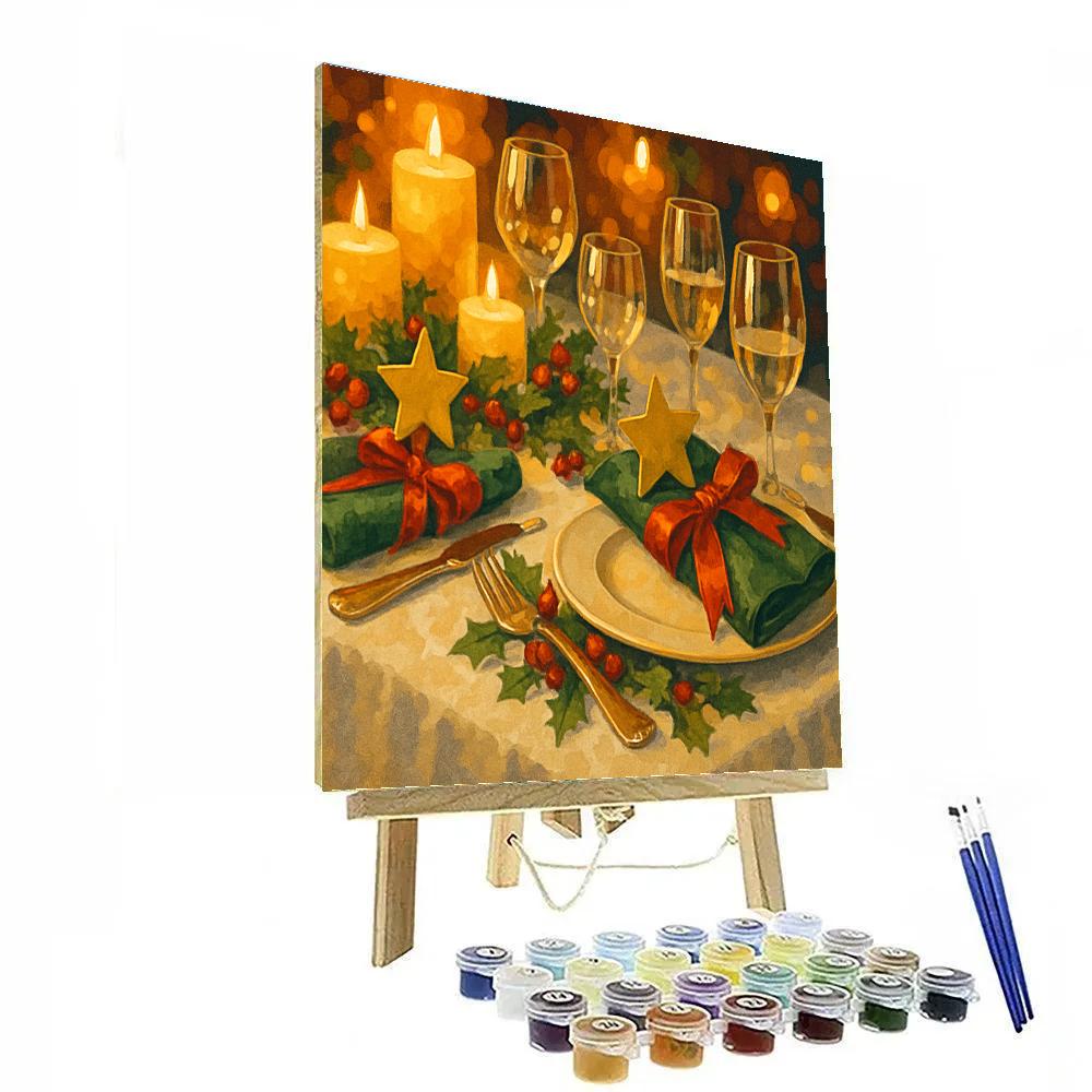 Ribboned Holiday Feast Paint by numbers art