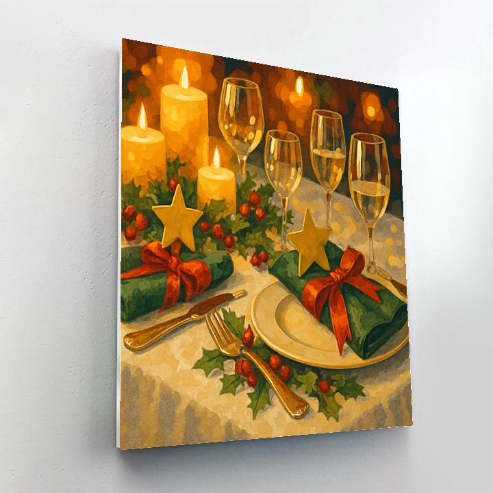Ribboned Holiday Feast Paint by numbers art