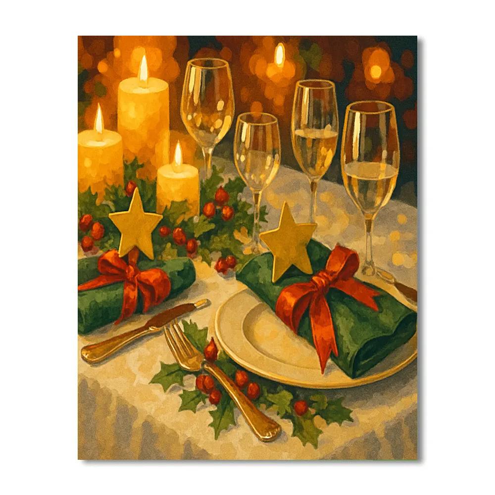 Ribboned Holiday Feast Paint by numbers art