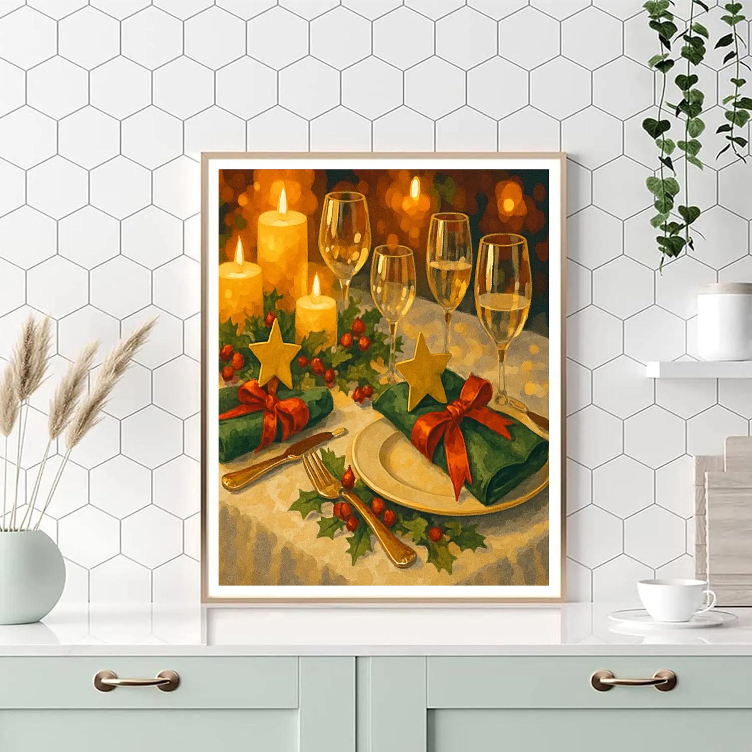 Ribboned Holiday Feast Paint by numbers art