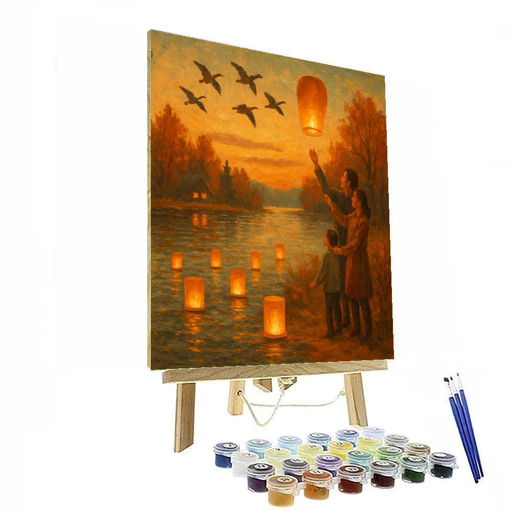 Autumn Lanterns On The Lake painting number kit