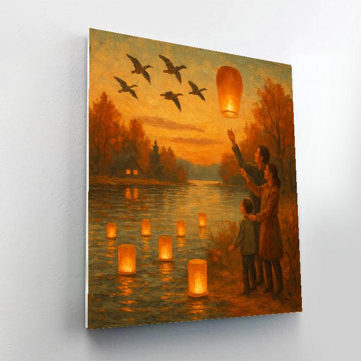 Autumn Lanterns On The Lake painting number kit