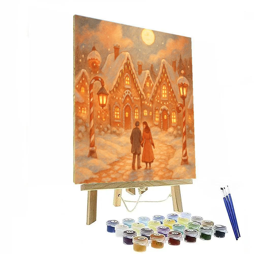 Gingerbread Lane Evening Stroll Painting by numbers kit