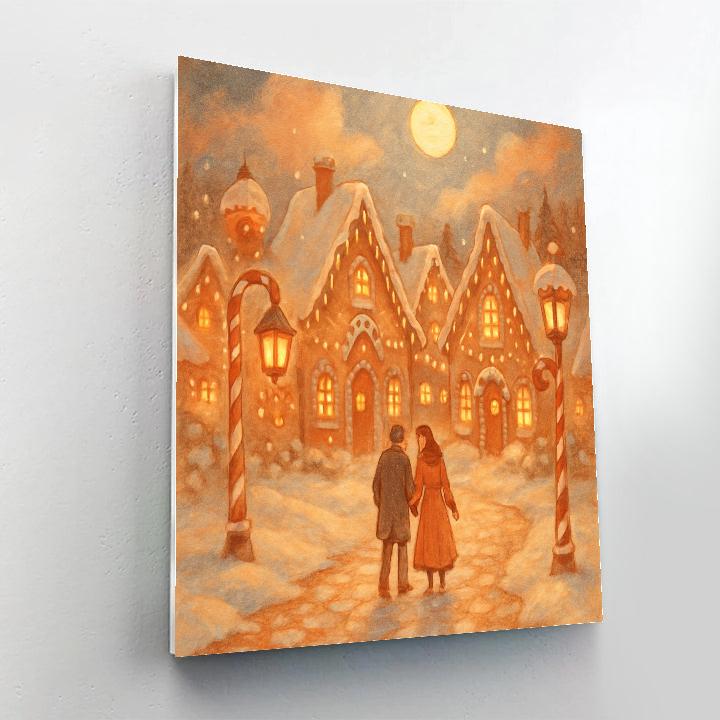Gingerbread Lane Evening Stroll Painting by numbers kit