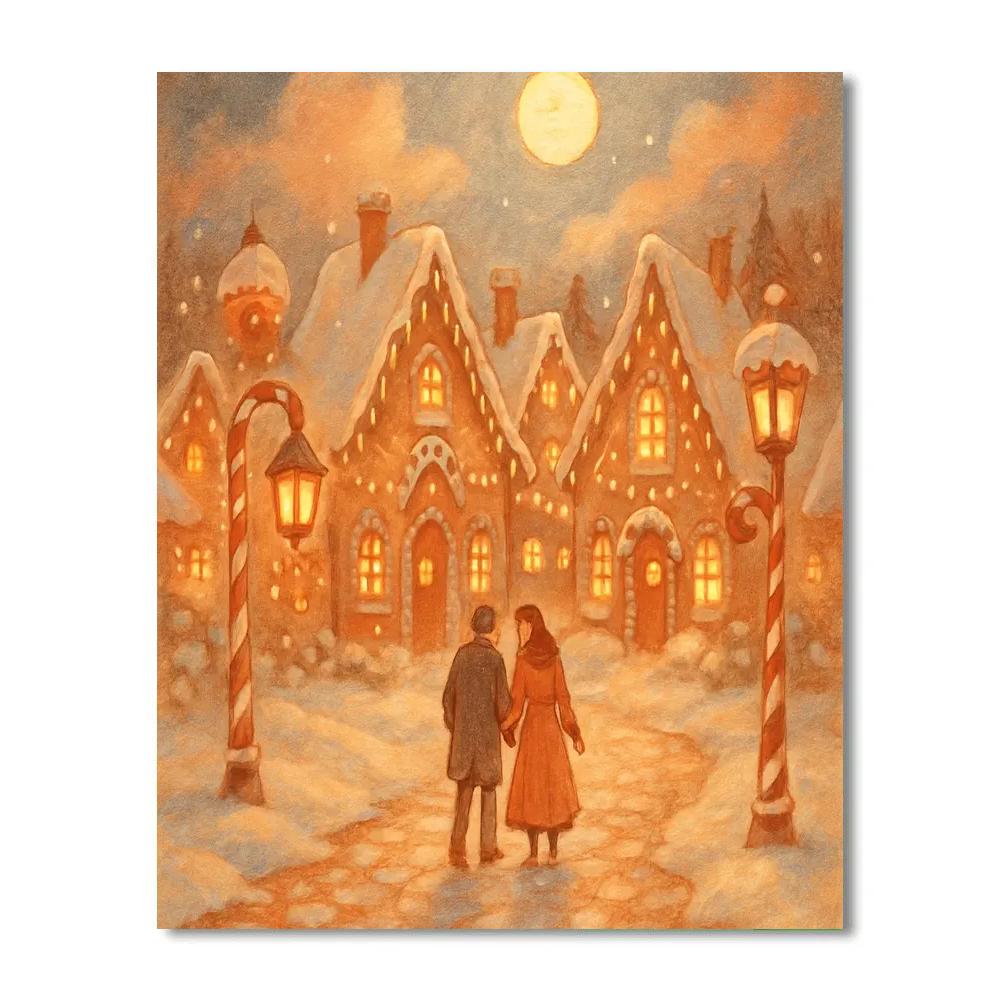 Gingerbread Lane Evening Stroll Painting by numbers kit