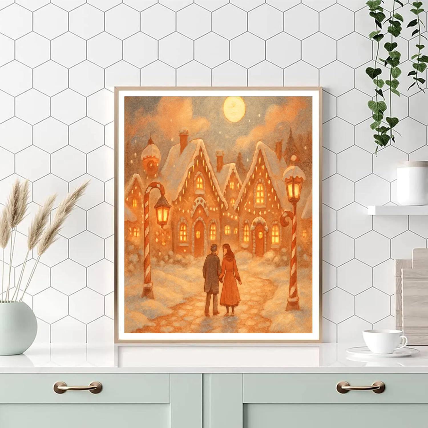 Gingerbread Lane Evening Stroll Painting by numbers kit