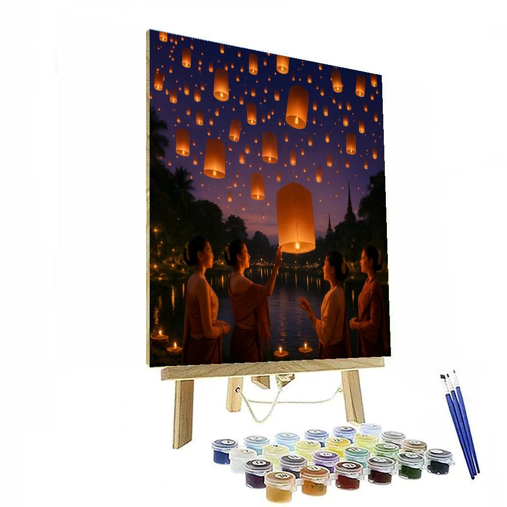 Sunset Lanterns At Yi Peng Festival Paint by numbers art