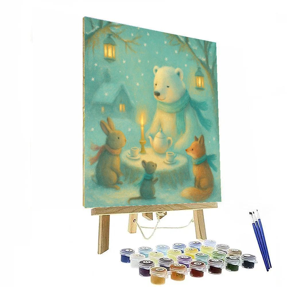 Polar Bear Tea Party Paint by numbers art