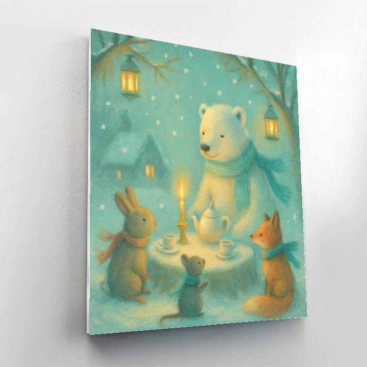 Polar Bear Tea Party Paint by numbers art