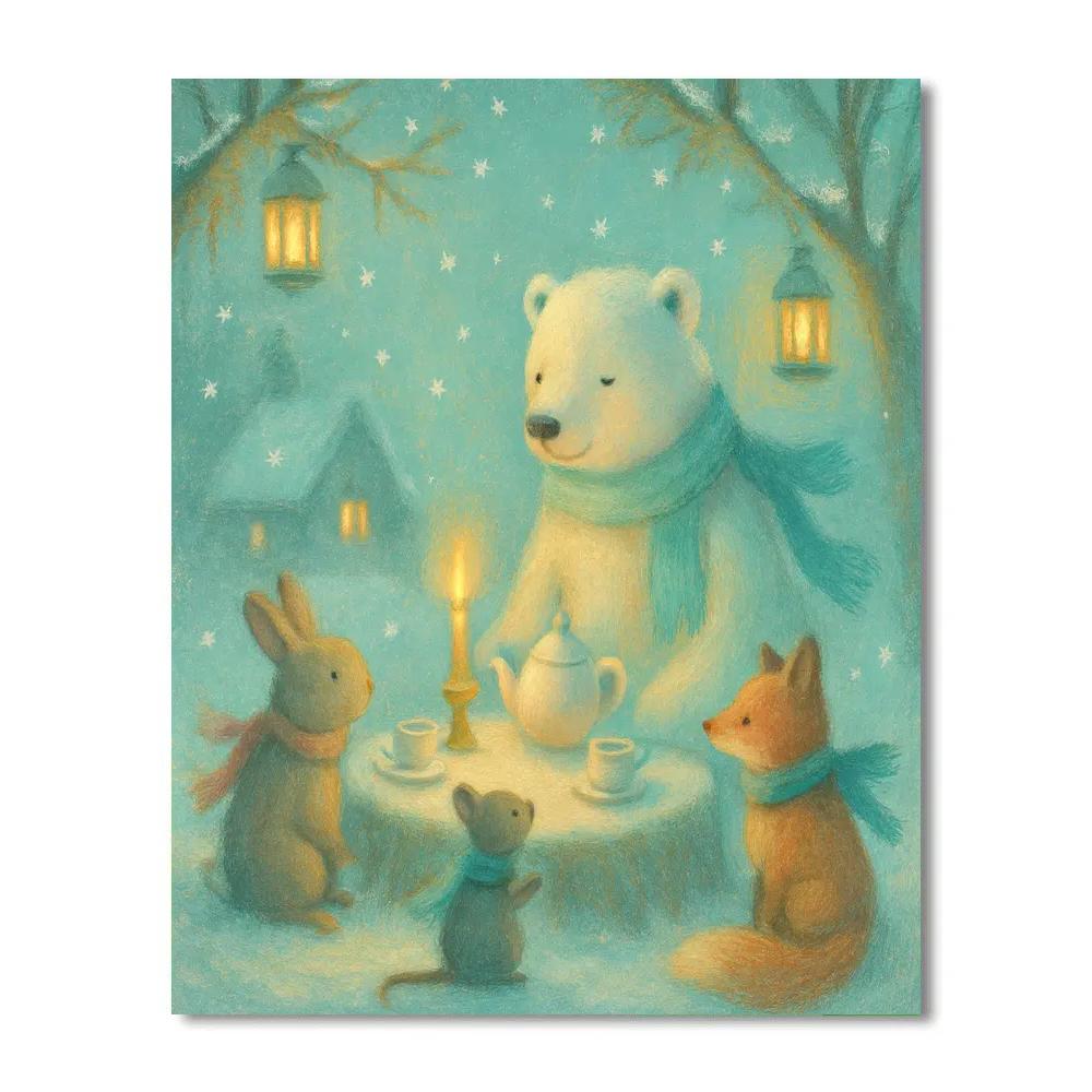Polar Bear Tea Party Paint by numbers art