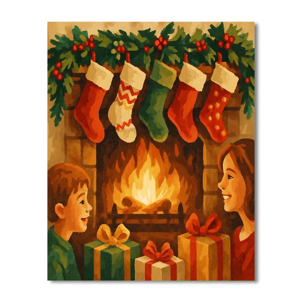 Festive Stockings Glow Painting by numbers kit