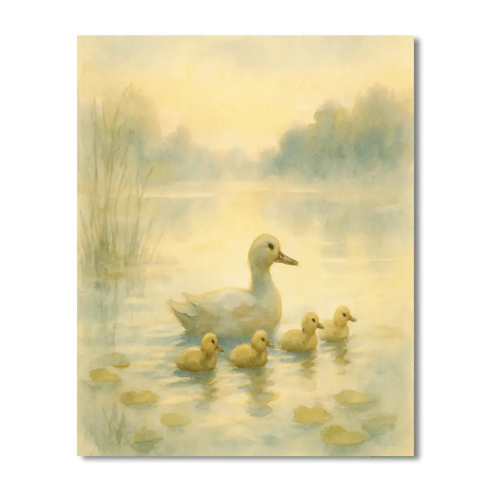 Misty Morning Duckling Parade paint by color
