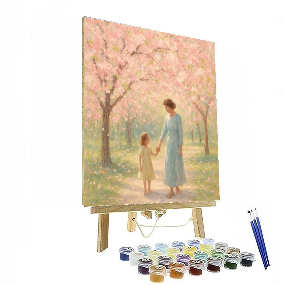 Mother And Child In Cherry Blossom Dream paint by numbers