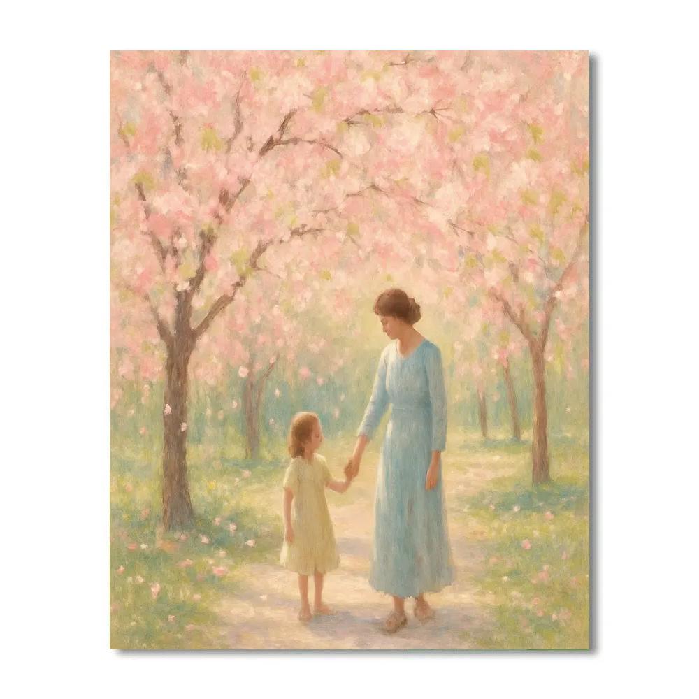Mother And Child In Cherry Blossom Dream paint by numbers