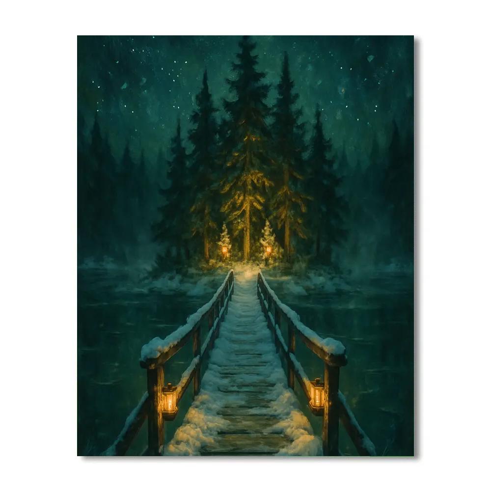 Lantern Bridge To Evergreen Isle painting number kit