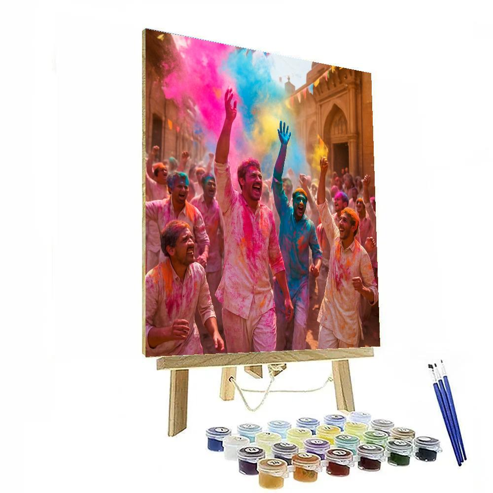 Vibrant Holi Festival Colors In Vrindavan painting number kit