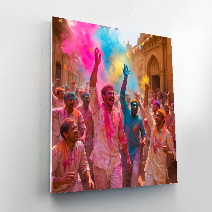 Vibrant Holi Festival Colors In Vrindavan painting number kit