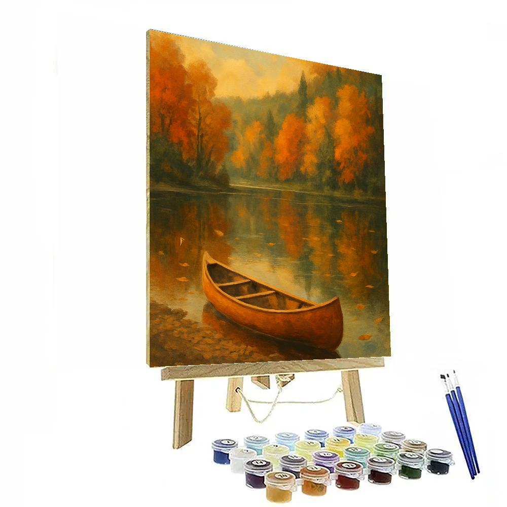 Golden Canoe At Autumn Mirror painting number kit