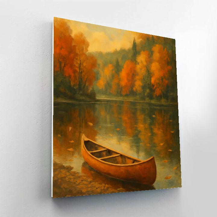 Golden Canoe At Autumn Mirror painting number kit
