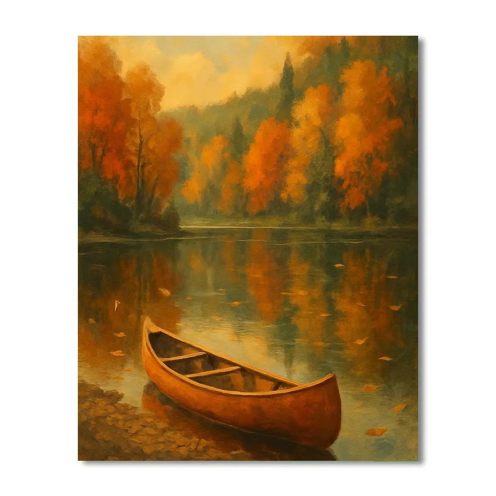 Golden Canoe At Autumn Mirror painting number kit