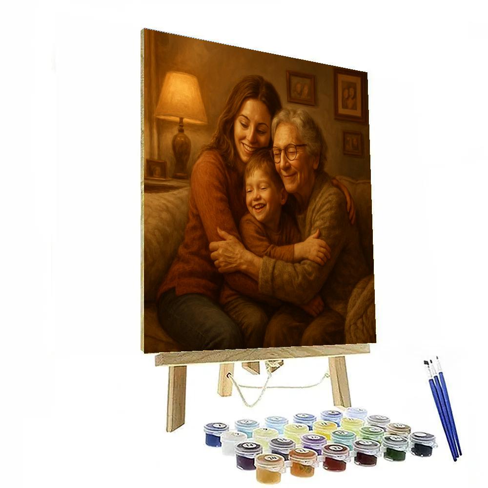 Embrace Of Generations In Cozy Living Room DIY paint by numbers